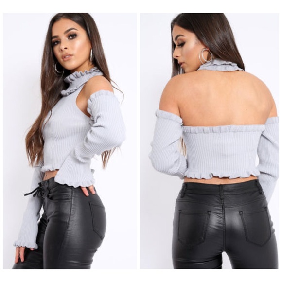 ASOS x LASULA Knitted Choker Top Grey - Picture 4 of 5